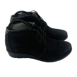 Dansko Joy Chukka Boots Womens 40/9.5-10 Black Suede Lace Up Ankle Wedge Bootie